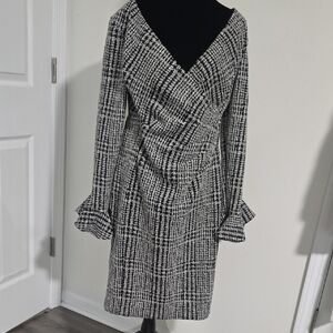 Ralph Lauren Black and White Sheath Dress with Bell Sleeves